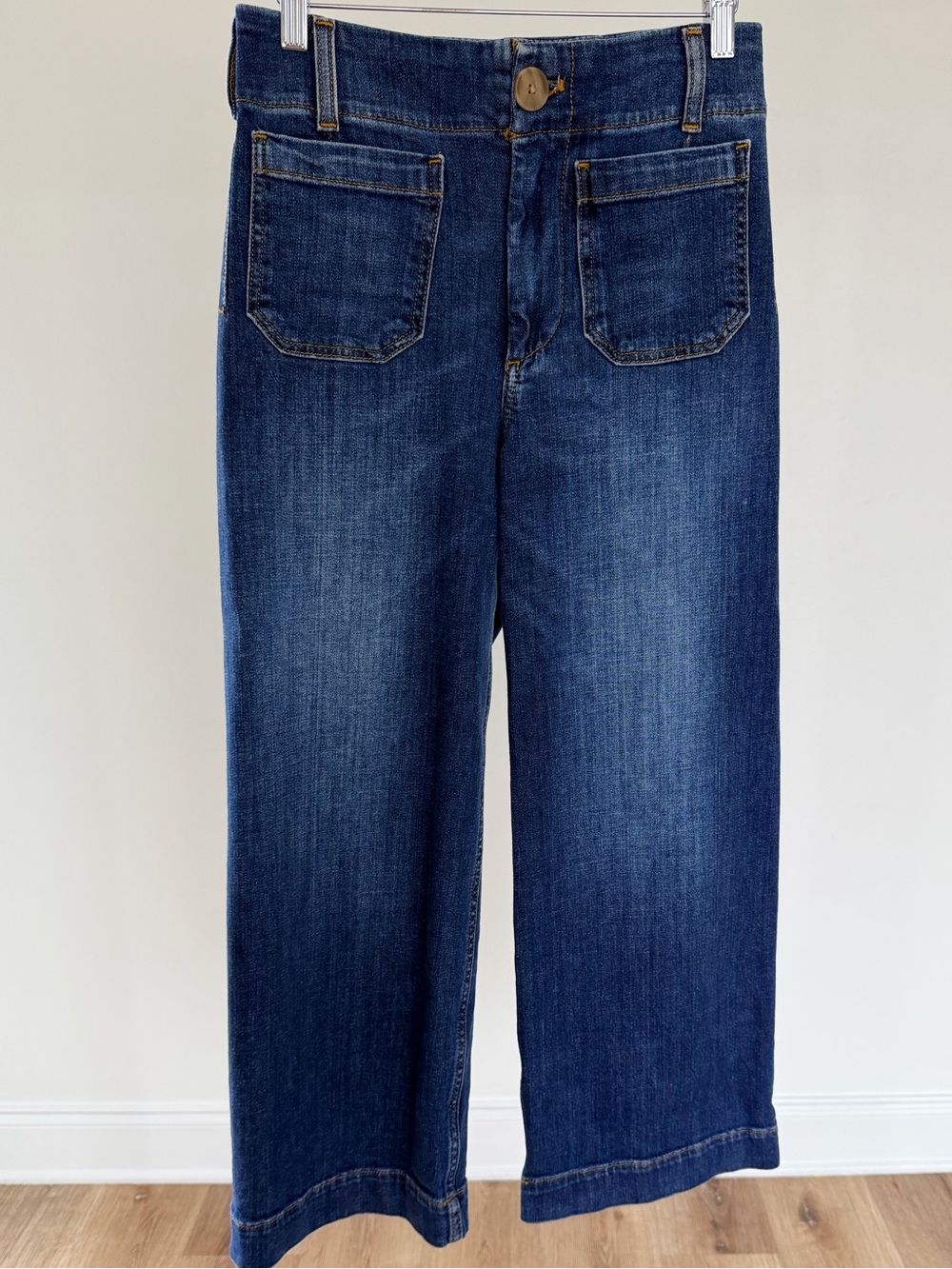 Anthropologie Maeve The Colette Jeans 26 High Rise Wide Leg Crop Medium Wash